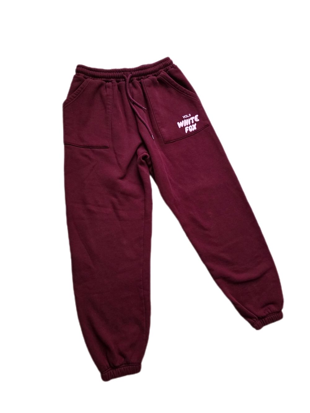 White Fox Boutique Burgundy Sweatpants Size Medium - Picture 2 of 12